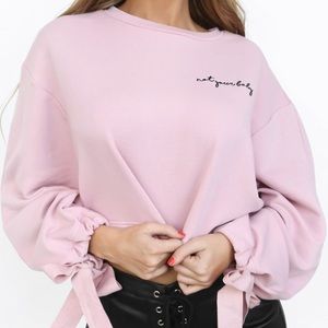 Tiger Mist -Cropped Crew Sweater w/ BowTie Details